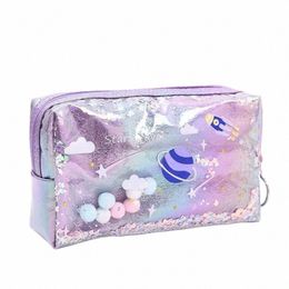 waterproof PVC Cosmetic Bag Women Toiletries Organiser Make Up Storage Cases Travel W Tool Pouch Sequins Carto Purse 2021 k4md#