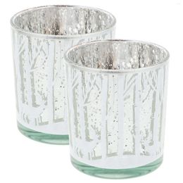 Candle Holders 2 Pcs Decorate Christmas Glass Tree Stand Table Decorations