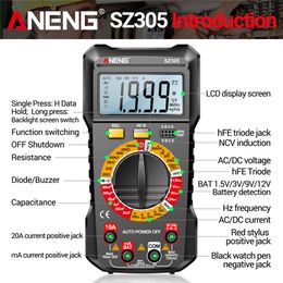 ANENG SZ305 1999 Count Professional Multimeter AC/DC Voltage Tester Ammeter Capacitor hFE Triode Hz Detector Electrician Tool