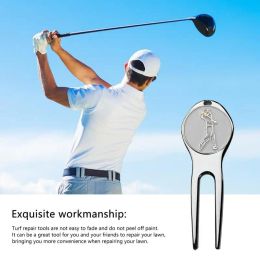 1Pc Golf Divot Repair Tool Zinc Alloy Magnetic Detachable Golf Green Fork Pitch Groove Cleaner Golf Marker Golfs Accessories