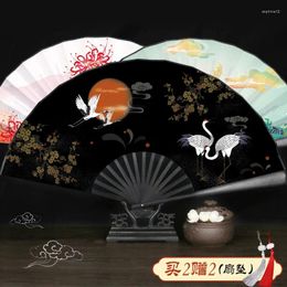 Decorative Figurines Ancient Style Black Bone Fan Folding 10-Inch Chinese Custom Han Clothing Accessories Women's Portable