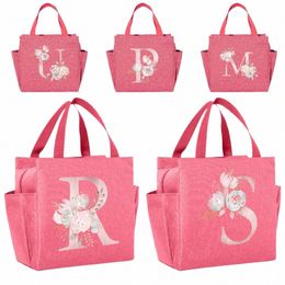 lunch Bag for Women Insulati Cooler Bag Kid Pink Lunch Box Pink Fr Printing Series Picnic Portable Food Storage Leakproof k0Kt#