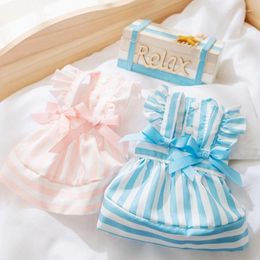 Dog Apparel Fashion Pet Princess Dress Sweet Bowknot Sling Skirt Summer Puppy Clothing Cute Cat Striped Chihuahua Clothes