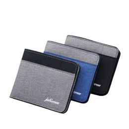 new Style Mini Thin Men Wallet Card Holder Men'S Purse Coin Pouch Id Card Holder Short Canvas Card Holder Wallet P1om#