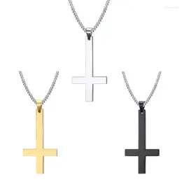 Pendant Necklaces Fashion Stainless Steel Inverted For Cross Protection Amulet Jewellery Necklace Spiritual Gi