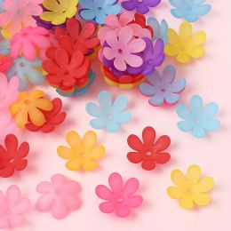 50Pcs Acrylic matte solid Colour six petal flower accessories Beads beaded DIY bracelet necklace pendant Jewellery materials