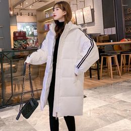 Women's Down Cotton Padded Coat Long Section Korean Style Loose Winter Jacket 2024