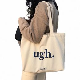 women's Bag Cheap Casual Large Capacity Shoulder Bags Shopper Canvas Letter Fi Harajuku Zipper Print Ulzzang Handbags N76P#