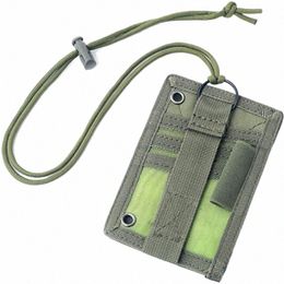 new Tactical MOLLE ID Card Holder Hook Loop Patch Tour Guide Badge Holders Outdoor Travel Pouch Pen Purse and Nyl Lanyard D0UZ#