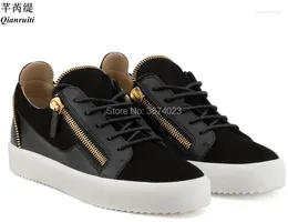 Casual Shoes Qianruiti Male Sneakers Rubbler Sole Round Toe Flats Zipper Trainers Fashion Running For Men