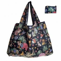 super Capacity Reusable Grocery Shop Bag 50 lb Tote Bag Foldable Women's Shoulder Bag Handbag Wable Storage u4MA#