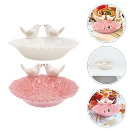 Bowls 2 Pcs Display Stand Candy Tray Jewelry Holder Dish Small Trays Decorative Ceramic Ring Desktop Adorn