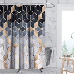 Shower Curtains Marble Curtain Waterproof Fabric Cool Bathroom Accessories Modern Style Washable Polyester Decor Short