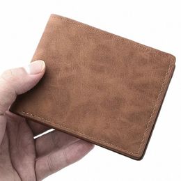 men's Simple Soft PU Leather Wallet Vintage Thin Wallet Credit Card Holder z5Ho#