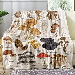 Blankets 1pc Soft Flannel Fleece Mushroom Blanket - Botanical Plush Throw For Bed Couch And Home Decor All Season Comfort Style