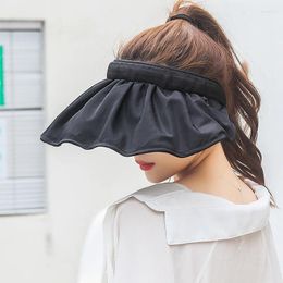 Wide Brim Hats Summer For Women Hairband Sun Hat Empty Top Ladies Sunshade Sunscreen Beach Cap Visor Sunhat Gorro