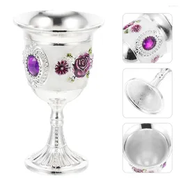 Wine Glasses 2Pcs Embossed Goblet Alloy Chalice Metal Cup For Home Bar Party Wedding Purple