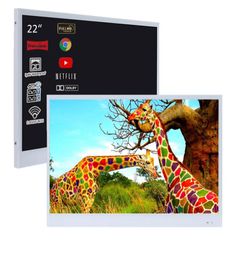 Soulaca 22 inches Smart White Color LED Television for Bathroom Salon Decoration WiFi Android Shower TV Embedded1396078