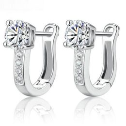 2017 925 sterling silver earings U shape stud earrings for women white zircon earrings G522323h