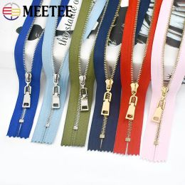 5/10Pcs Meetee 15/18/20/25/30cm 3# Metal Zippers Close-End Auto Lock Zips for Bag Clothing Garment DIY Repair Sewing Accessories