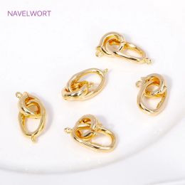 18K Gold Plated Pearl Clasp Connector,Brass Oval Connector Fastener Clasps For DIY Bracelet Jewellery Making Accessories