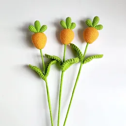Decorative Flowers Knitted Carrot Bouquet Handmade DIY Artificial Flower Wedding Party Pography Props Ornaments Home Table Decor Easter