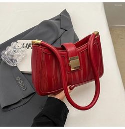 Totes Women's Texture Single Shoulder Underarm Bag Spring Autumn Fashion Embossed Female Solid Korean Style Lock Buckle