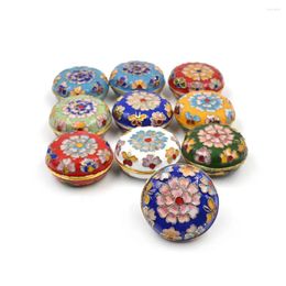 Decorative Plates Jewellery BoVintage Floral Pattern Enamel Cloisonne BoSmall Ring Earrings Storage BoCase Random Colour