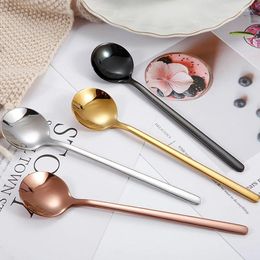 Spoons Stainless Steel Coffee Head Round Spoon Long-Handled Dinner Stirring Dessert For Kitchen Accessories Gadgets