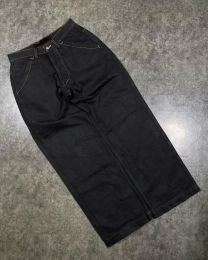 American JNCO Denim Pants Men's 90s Vintage Pattern Embroidered Loose Jeans Denim Pants Men Goth Women High Waist Wide Trousers