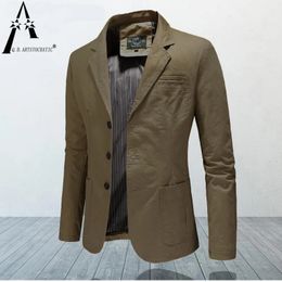 Mens Blazers Male Spring Autumn Pure Cotton Solid Casual Stylish Man Vintage Clothing Outerwear Suit Jacket Coat Streetwear 240318