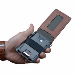 tactical Wallet Credit Card Holder with Silice C Band Rfid Blocking Top Grain Leather O6wF#