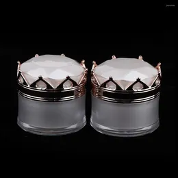 Storage Bottles 2 Pcs Plastic Round Jars With White Inner Liners And Crown Screw Lids Prefect For Cosmetics Lotion Balms