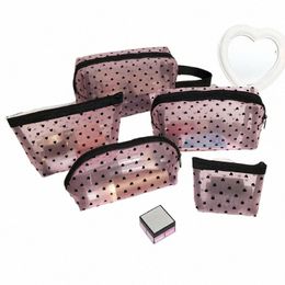 nyl Mesh Cosmetic Bag Heart Shaped Portable Cosmetic Storage Bag Toiletry Bag Lipstick Key Earphe Organiser Coin Purse Pouch B1Yk#