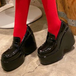 Chunky Platform Wedge Pumps For Women Slip On Gothic Punk Lolita Mary Janes High Heels Loafers Women Shoes Party Casual Ladies