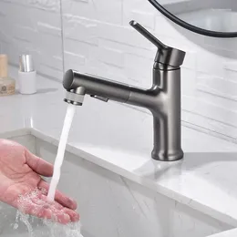 Bathroom Sink Faucets Basin Faucet Single Handle Pull Out Brass Tap Deck Mounted Cold Water Mixer Taps