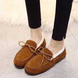 Casual Shoes Women's Autumn Winter Peas Plus Velvet Bowknot Tide Flat Lazy Cotton Loafers