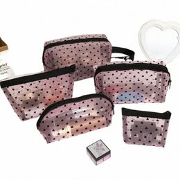 heart-shaped Nyl Mesh Cosmetic Bag Portable Toiletry Organizer Makeup Bag Multifunctial Women Lipstick Key Coin Purse Pouch 52wW#