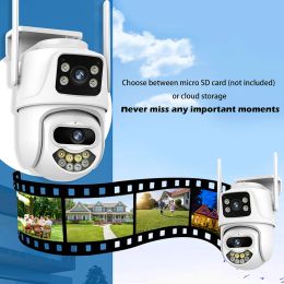 4K UHD WIFI IP Camera 8MP 10X Hybrid Zoom Auto Tracking PTZ Camera Outdoor Dual Lens Two Screen Security Cam Surveillance