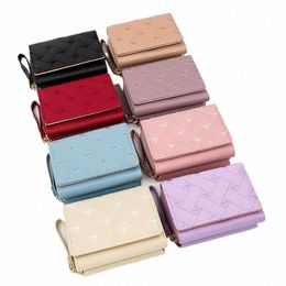 ladies Wallet Fi Embroidered Heart Coin Purse Tri-Fold Card Holder Y5NI#