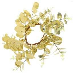 Decorative Flowers Eucalyptus Wreath Tea Light Ring Rings For Pillars Fake Leaf Spring Christmas Wreaths Mini