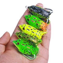 1 Pcs pesca 5G 8.8G 12.8G Frog Lure Soft Tube Bait Plastic Fishing Lure with Fishing Hooks Topwater Ray Frog Artificial 3D Eyes