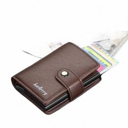 new Card Holder Men Lychee Pattern RFID Automatic Elastic Card Buckle Wallets for Men Metal Pop-up Aluminum Box Card Case J2mG#