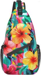 Backpack Hawaii Hawaiian Flowers Floral Sling Bag Multipurpose Shoulder Bags Travel Hiking Chest For Women Men