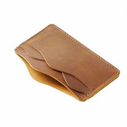 luxury Genuine Leather Credit Card Holder Crazy Horse Leather Card Wallet ID Card Case With 5 Slots Wedding Birthday Gift f9SZ#