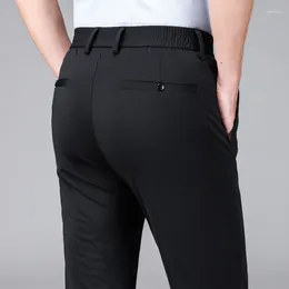 Men's Suits Office Casual Pants Slim Fit 2024 Summer Trendy Versatile Loose Straight Business Gentleman Ice Silk Suit