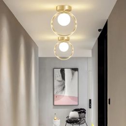 Modern Aisle LED White Glass Ball Ceiling Light For Bedroom Entrance Bathroom Stair Balcony Decor Lighting Chandelier Luster