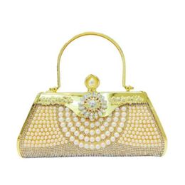 Ladies Evening Bag Diamond Inlaid Handbag with Large Capacity Celebrity Party Banquet Bag Versatile Dress Pearl Bag