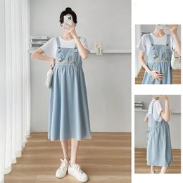 Pregnant Womens Fashion Summer Outwear Loose Pregnant Womens Dress 240319