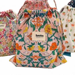 travel Outdoor Drawstring Diaper Makuep Classified Storage Bag Printed Fr Drawstring Cosmetic Bags Cott String Pocket Pack X68H#